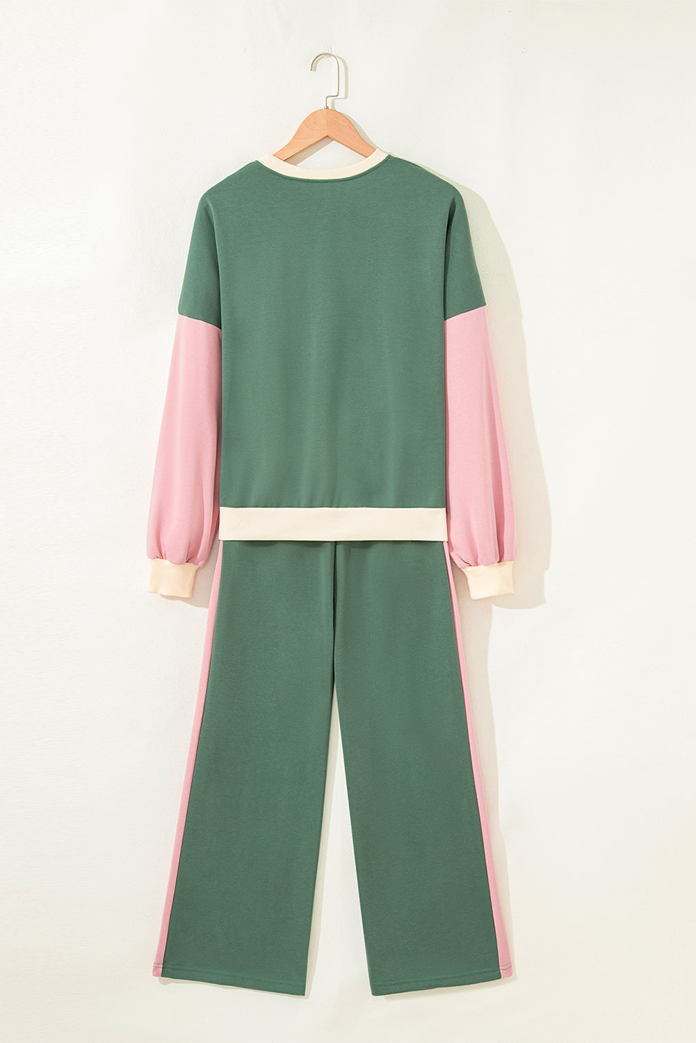 Chestnut 2pcs Color Block Pullover Loose Pant Set
