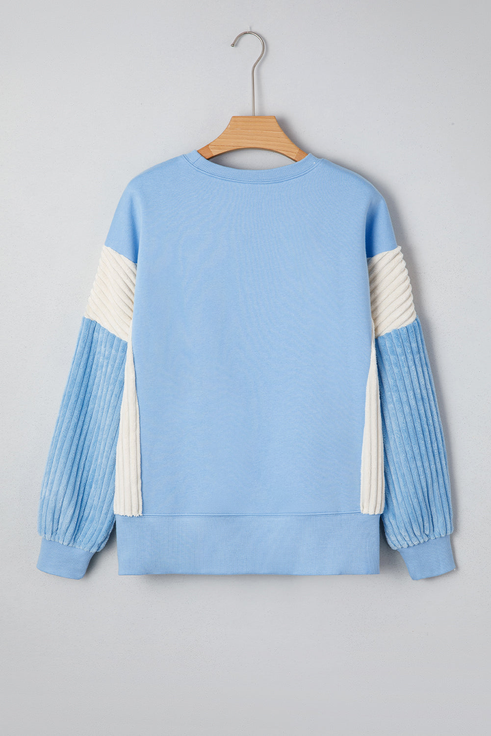 Light Pink Sequin Nutcracker Textured Sleeve Patchwork Color Block Sweatshirt