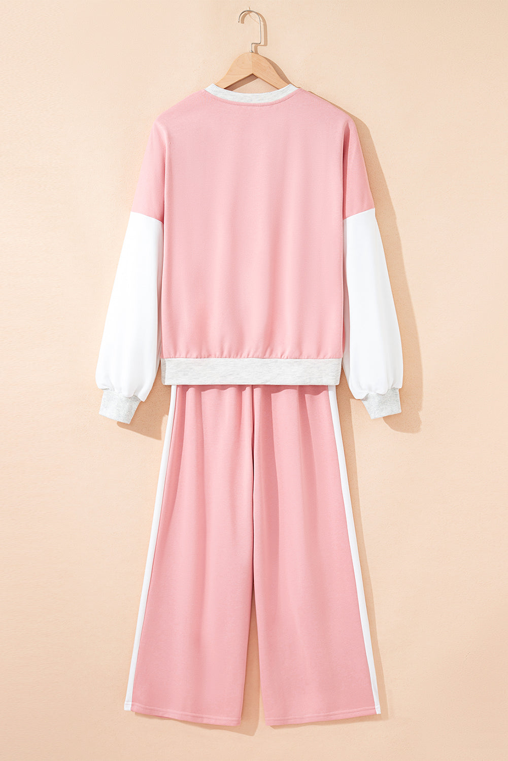 Chestnut 2pcs Color Block Pullover Loose Pant Set