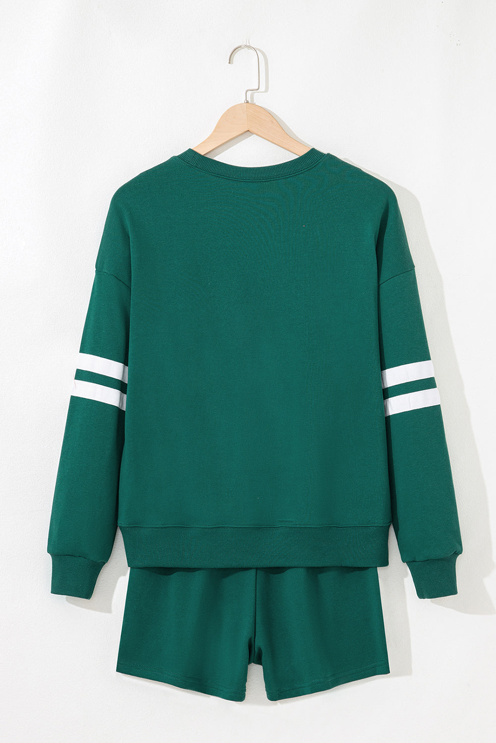 Orange Varsity Striped Sleeve Drop Shoulder Sweatshirt and Short Set