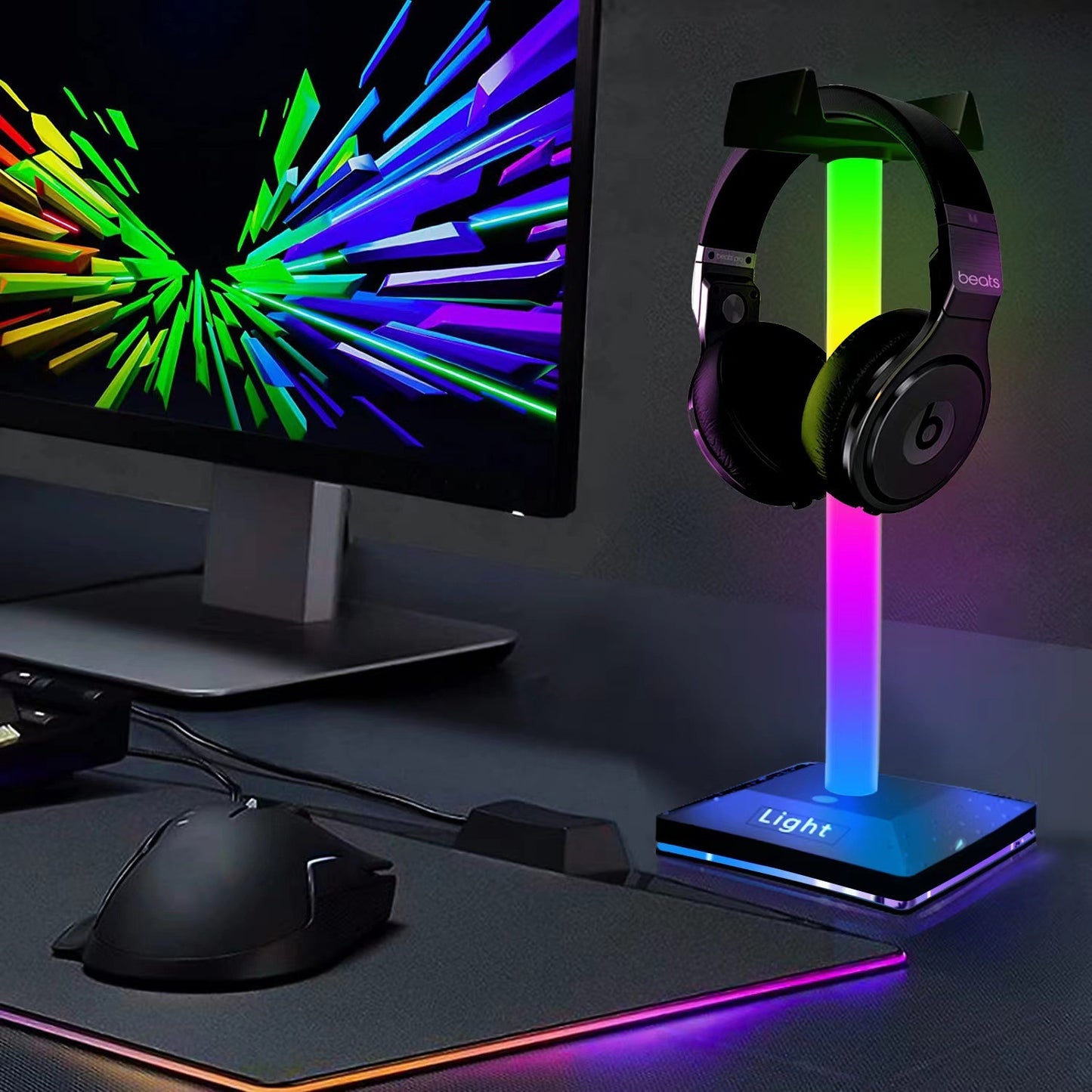 Home Desktop Computer RGB Colorful Headset Ambience Light Bracket