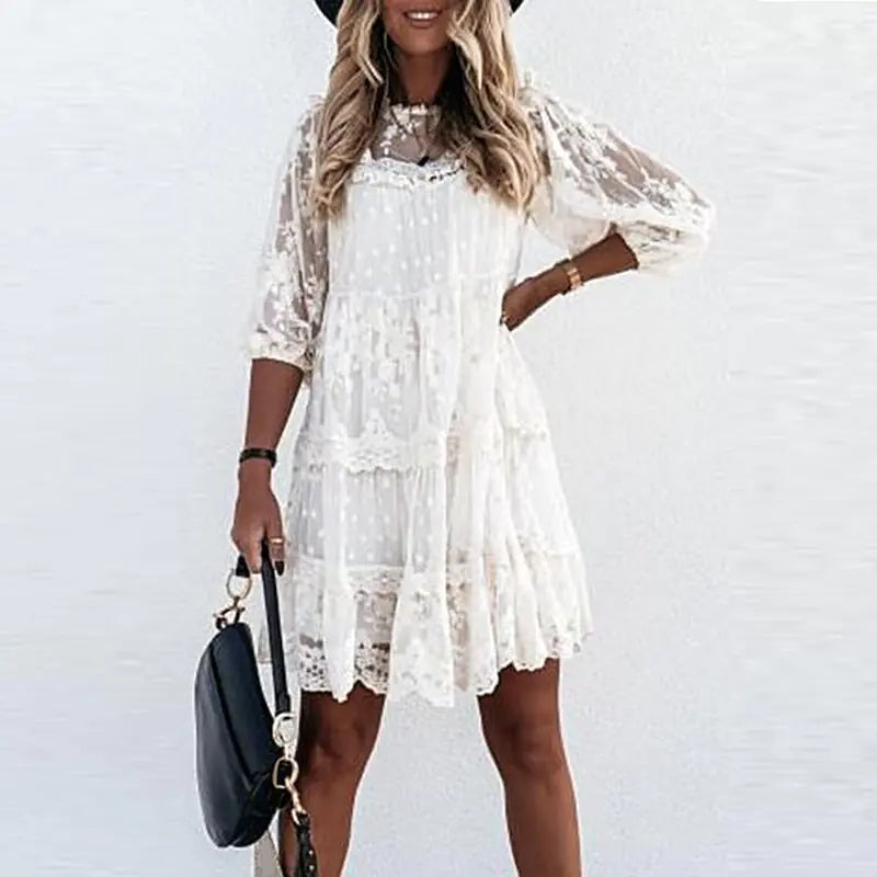 Casual Lace Knee-Length Dress