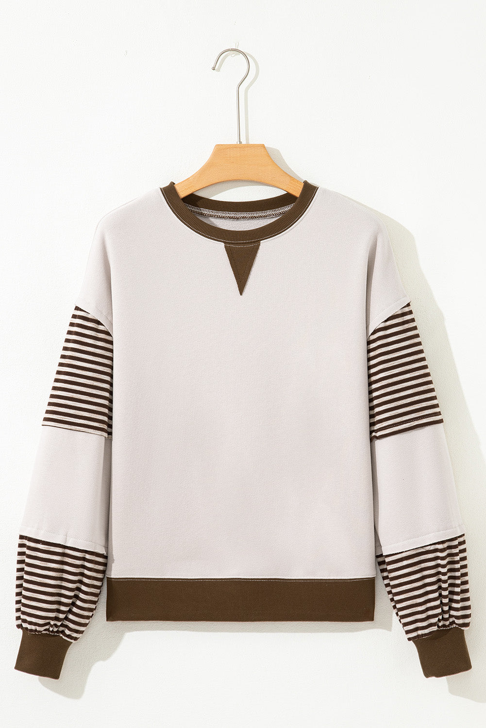 Delicacy Striped Colorblock Patchwork Drop Shoulder Sweatshirt