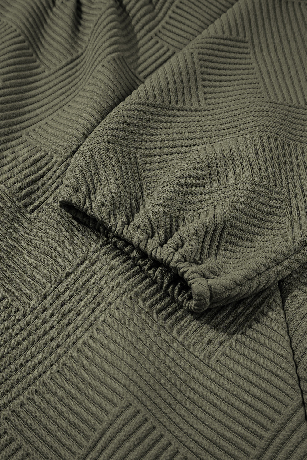 Jungle Green Quarter Zip Collar Bracelet Sleeve Textured Mini Dress