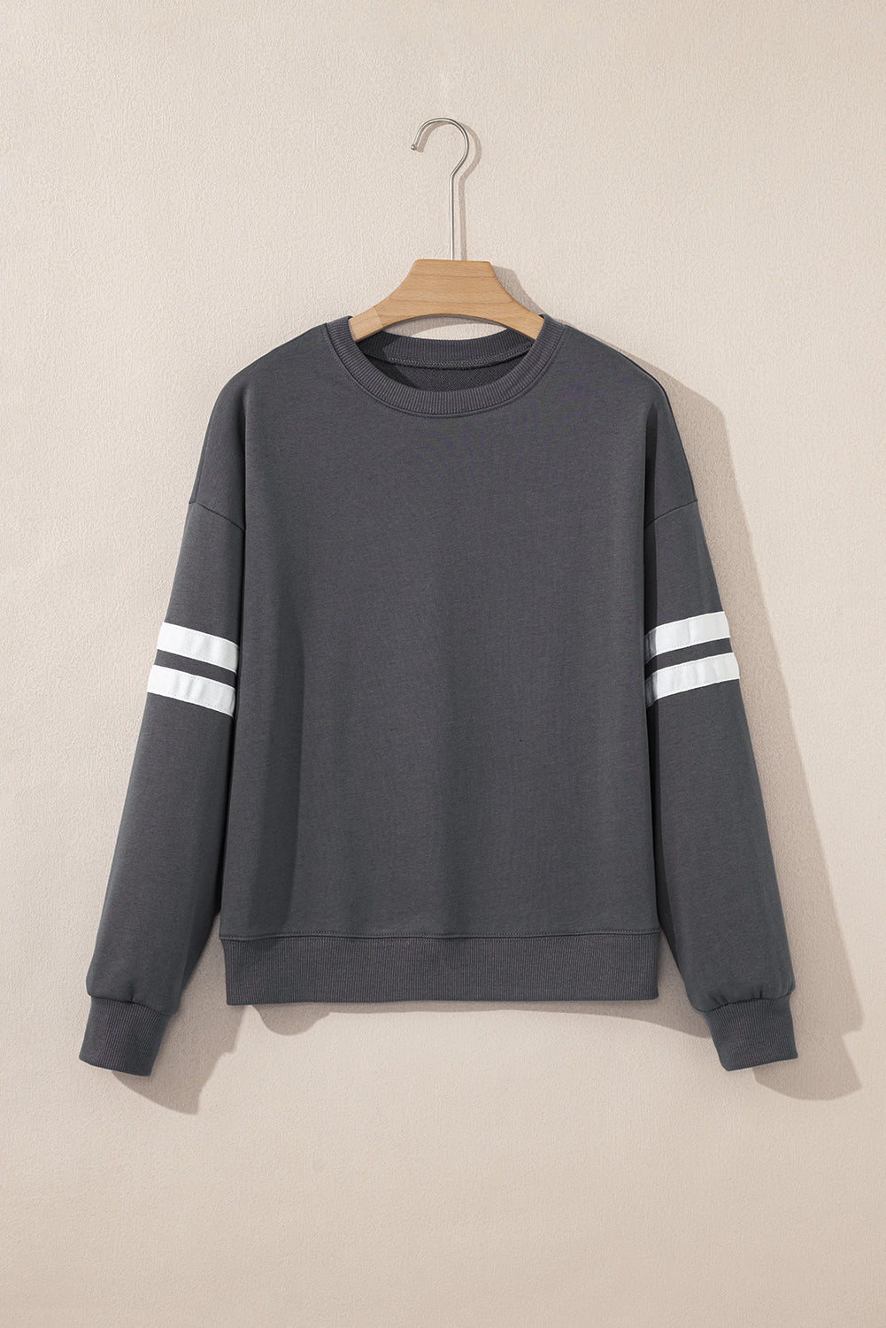 Sky Blue Varsity Striped Detail Drop Shoulder Oversized Sweatshirt