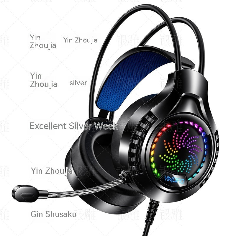 Silver Eagle Q7 Head-mounted Computer Earphone With Microphone Luminous Channel USB Gaming Headset