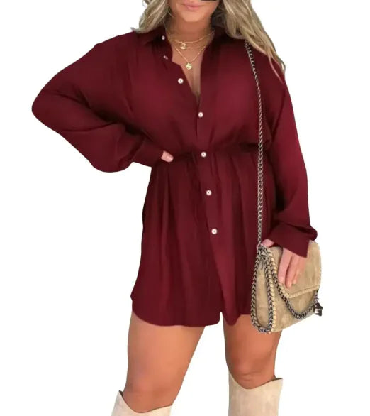 Women's V-Neck Lapel Romper Dress