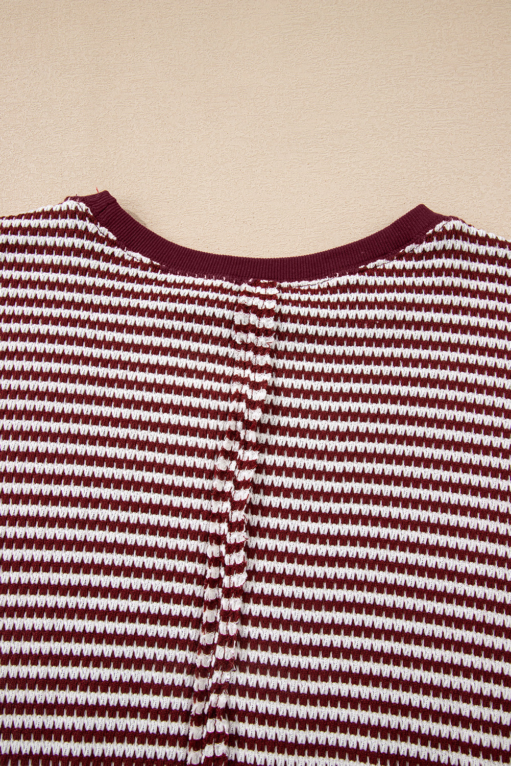 Black Stripe Ribbed Trim Drop Shoulder Long Sleeve Oversize Top