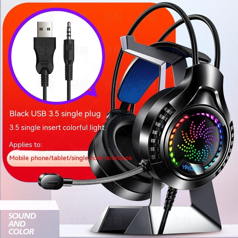 Silver Eagle Q7 Head-mounted Computer Earphone With Microphone Luminous Channel USB Gaming Headset