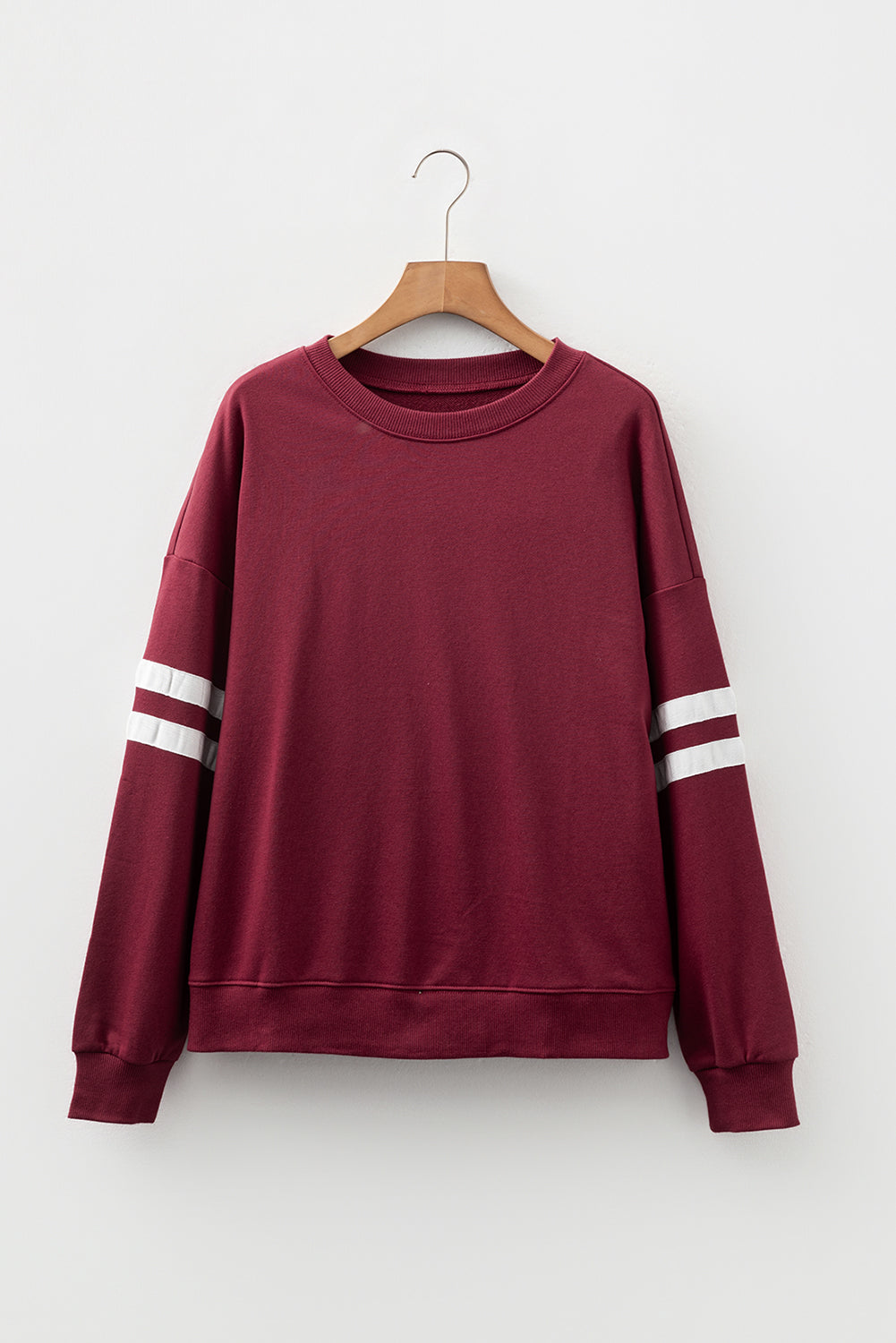 Sky Blue Varsity Striped Detail Drop Shoulder Oversized Sweatshirt