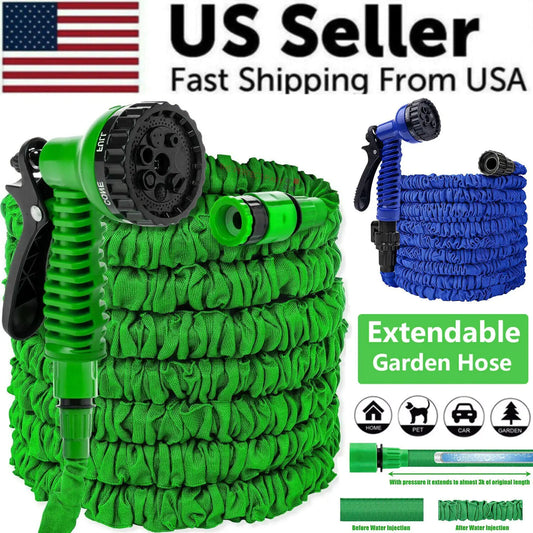 Expanding Expandable Flexible Garden Water Hose w Spray Nozzle 25, 50, 75, 100FT