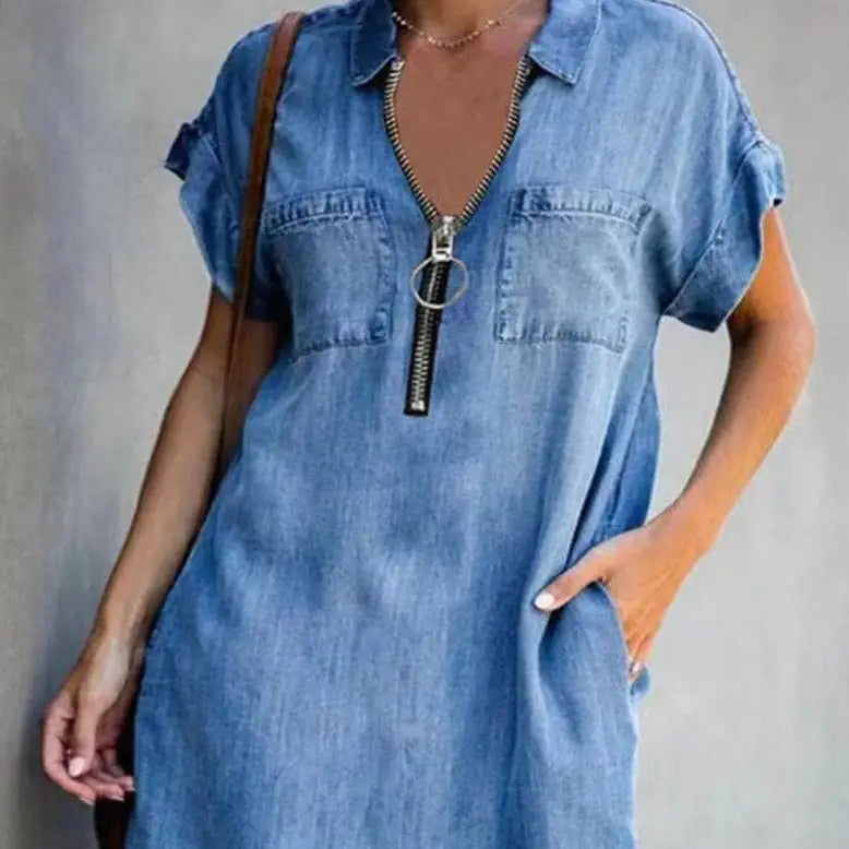 Elvira® Zip-Up Denim Dress