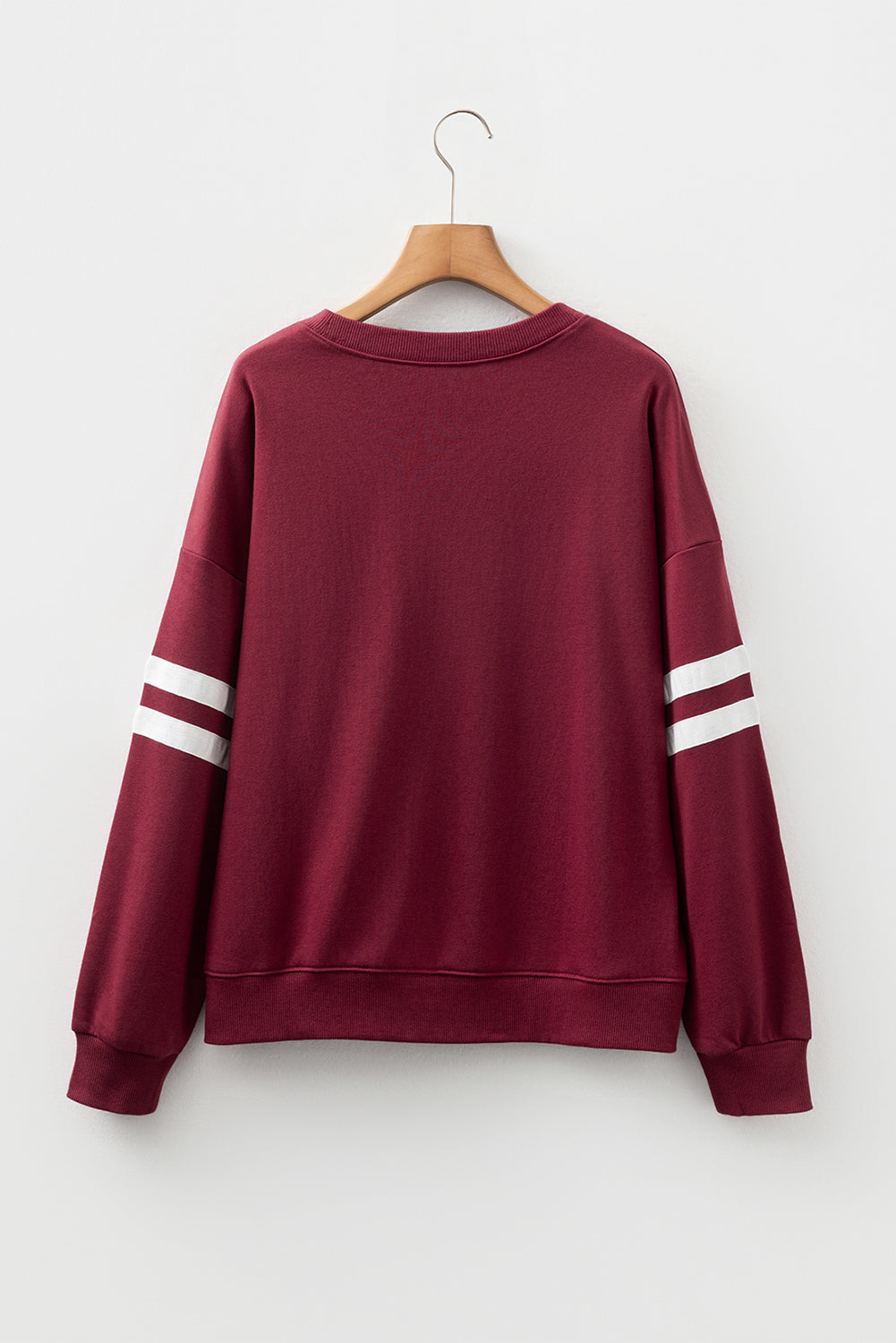 Sky Blue Varsity Striped Detail Drop Shoulder Oversized Sweatshirt