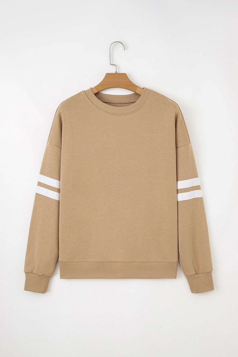 Sky Blue Varsity Striped Detail Drop Shoulder Oversized Sweatshirt