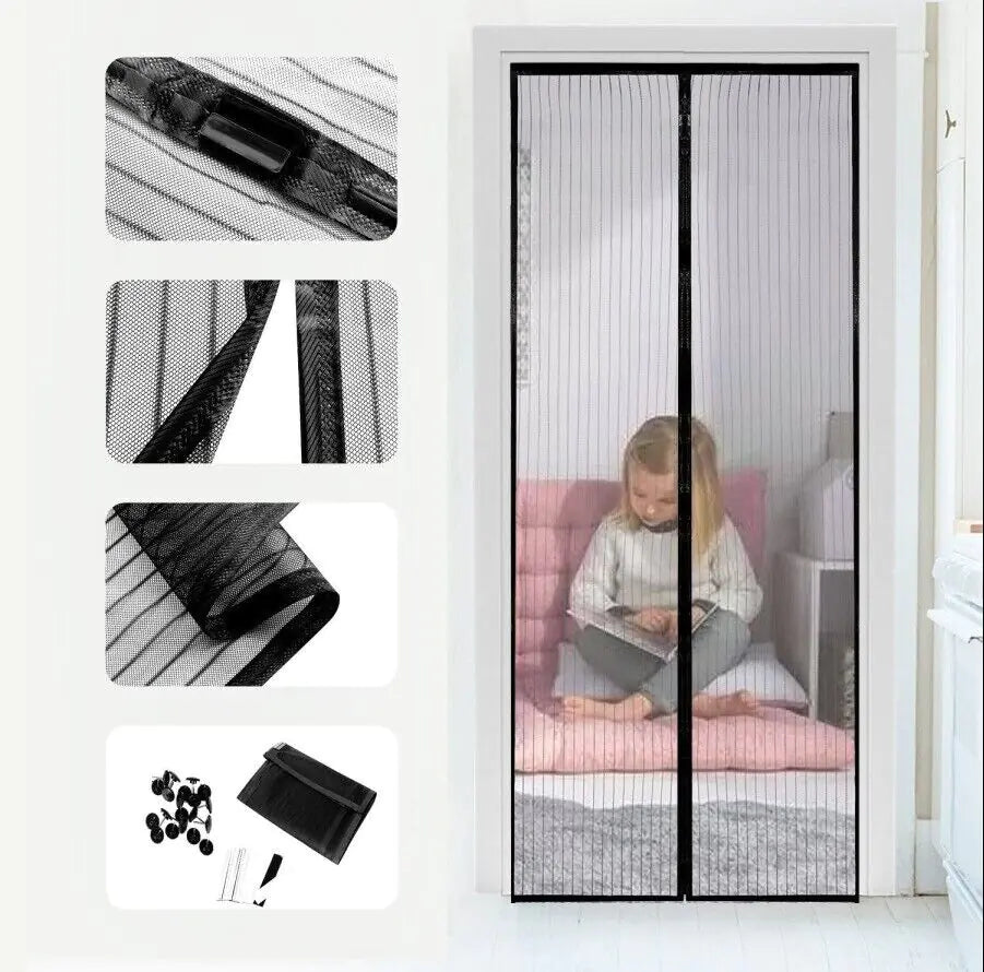 Magnetic Screen Door Mesh Curtain Durable Heavy Duty Mosquito Net Bug Hands Free