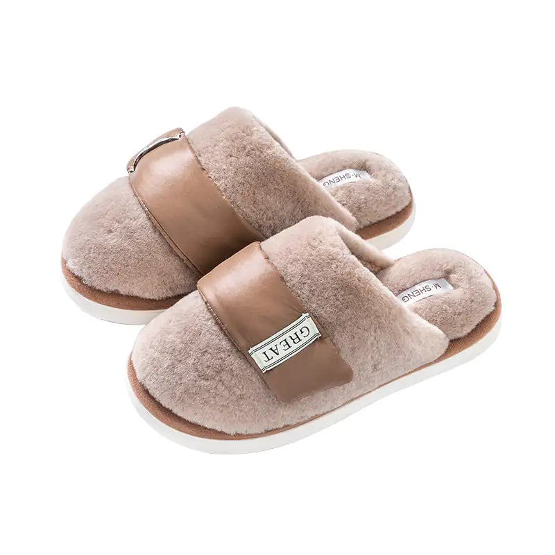 Autumn And Winter Indoor Home Slipper Plus Velvet Warm Couple Bed Cotton Shoes