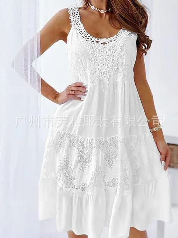 Casual Lace Knee-Length Dress