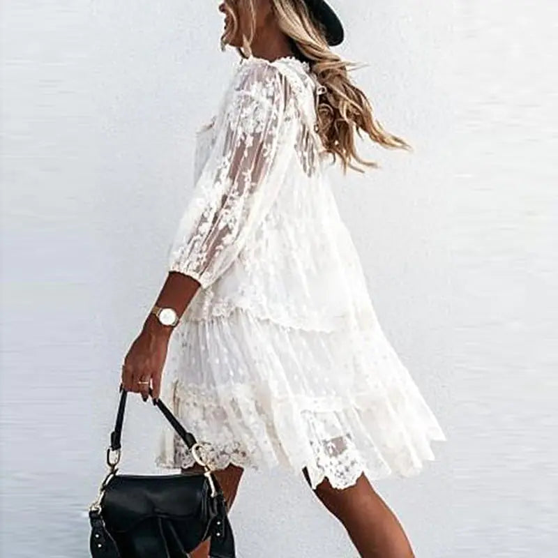 Casual Lace Knee-Length Dress