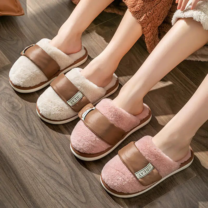 Autumn And Winter Indoor Home Slipper Plus Velvet Warm Couple Bed Cotton Shoes