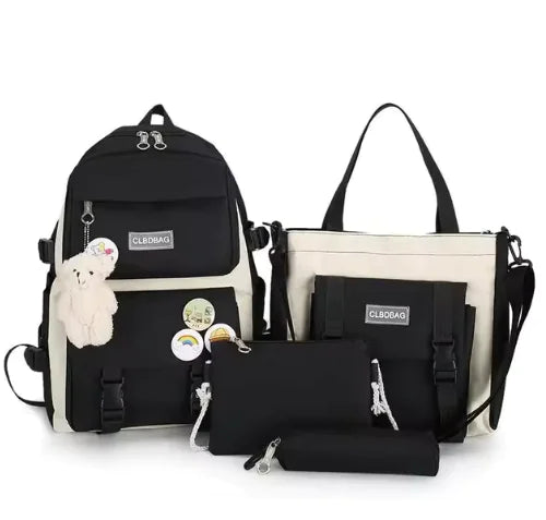 5-Piece Canvas Backpack Set for Teen Girls – 2023 Fashionable School and Travel Bags