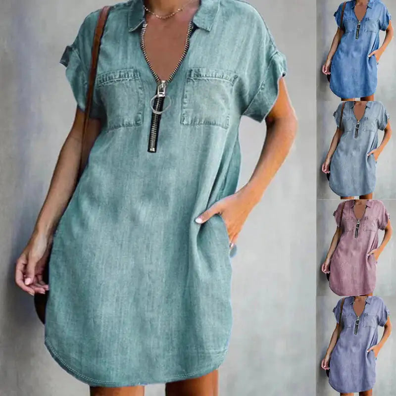 Elvira® Zip-Up Denim Dress