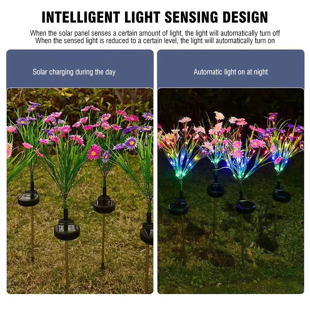 Solar Garden Lights LED Flower Stake Lamp Outdoor Yard Waterproof Patio Decor