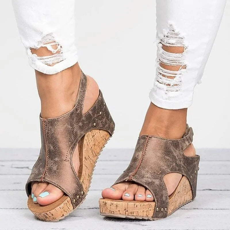 Women's Platform Peep Toe Wedge Sandals