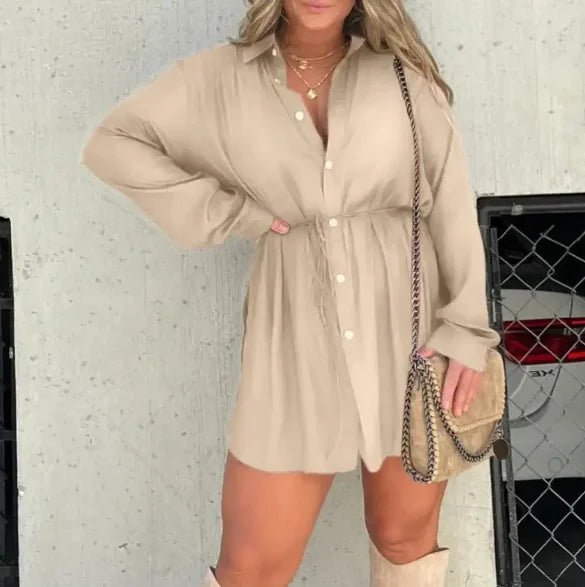 Women's V-Neck Lapel Romper Dress