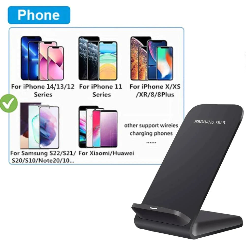 Qi Wireless Fast Charger Charging Pad Stand Dock For Samsung Galaxy iPhone Phone