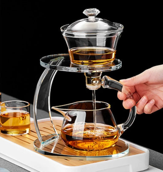 Heat-Resistant Glass Lazy Magnetic Automatic Teacup Set