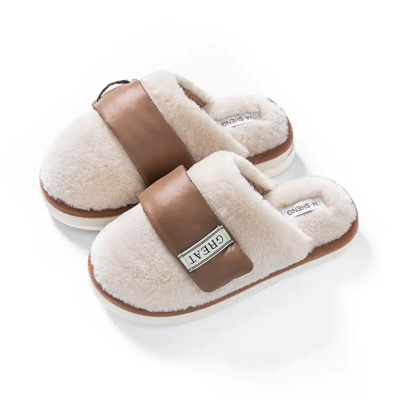 Autumn And Winter Indoor Home Slipper Plus Velvet Warm Couple Bed Cotton Shoes