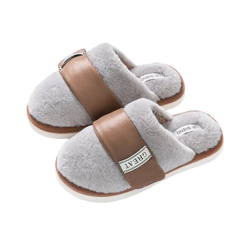 Autumn And Winter Indoor Home Slipper Plus Velvet Warm Couple Bed Cotton Shoes