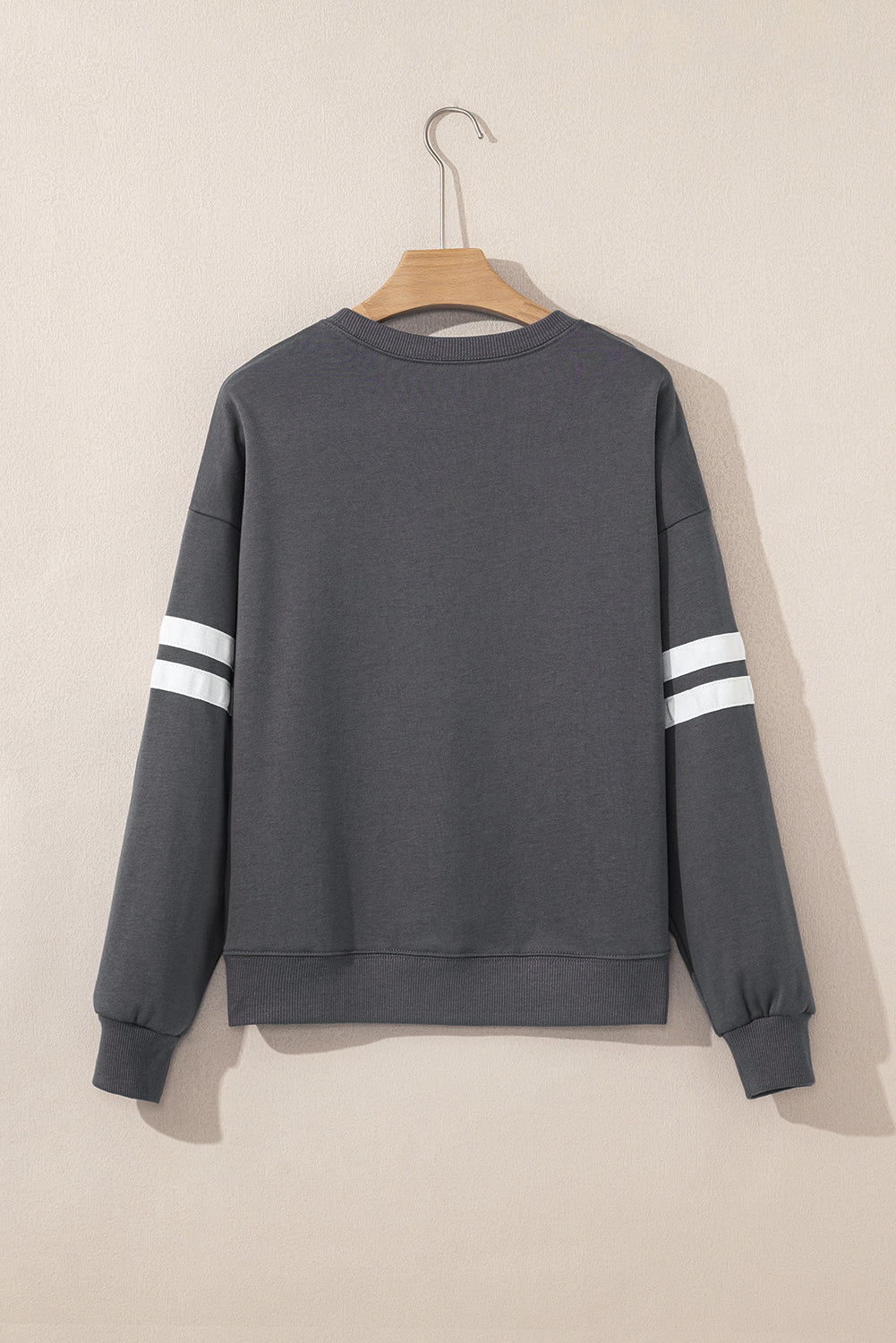 Sky Blue Varsity Striped Detail Drop Shoulder Oversized Sweatshirt
