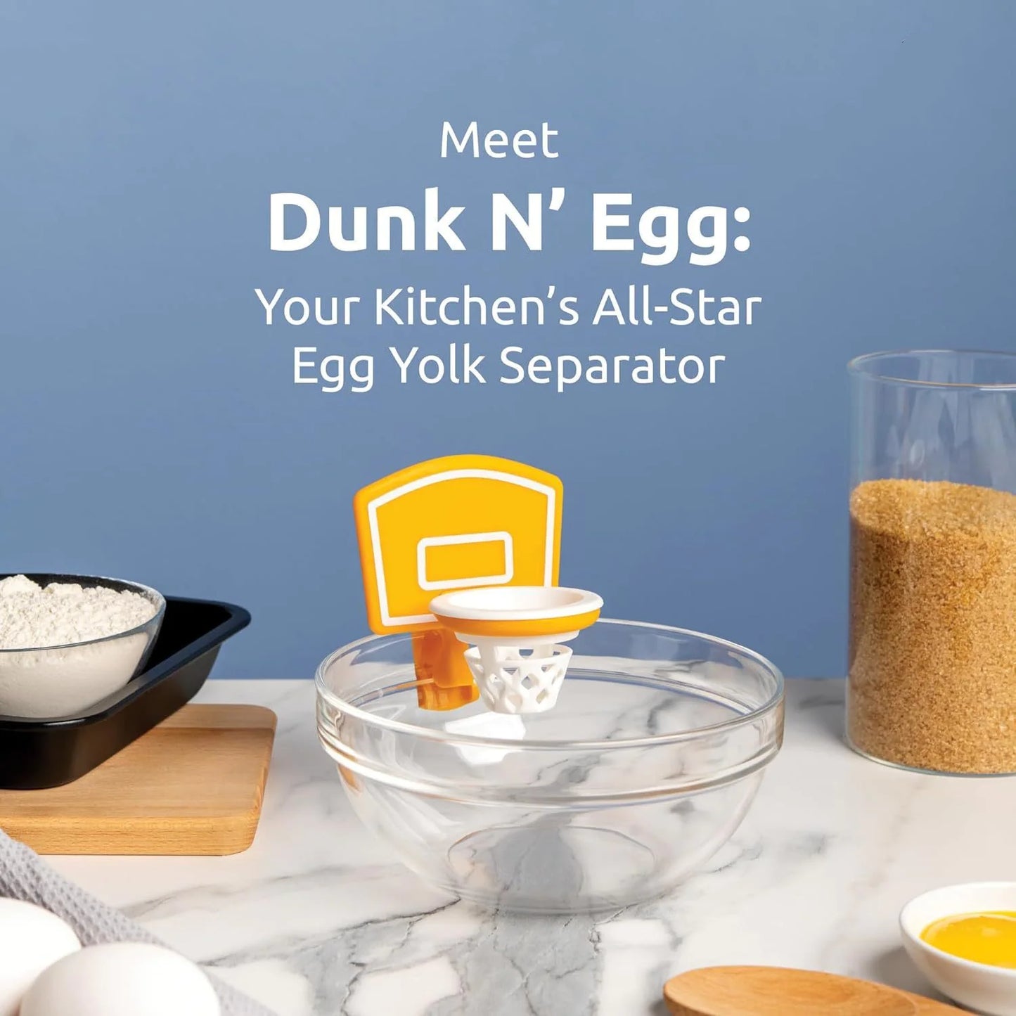 Eggcellent Shot: Kitchen Basketball Hoop Egg Separator in Yellow & Clear