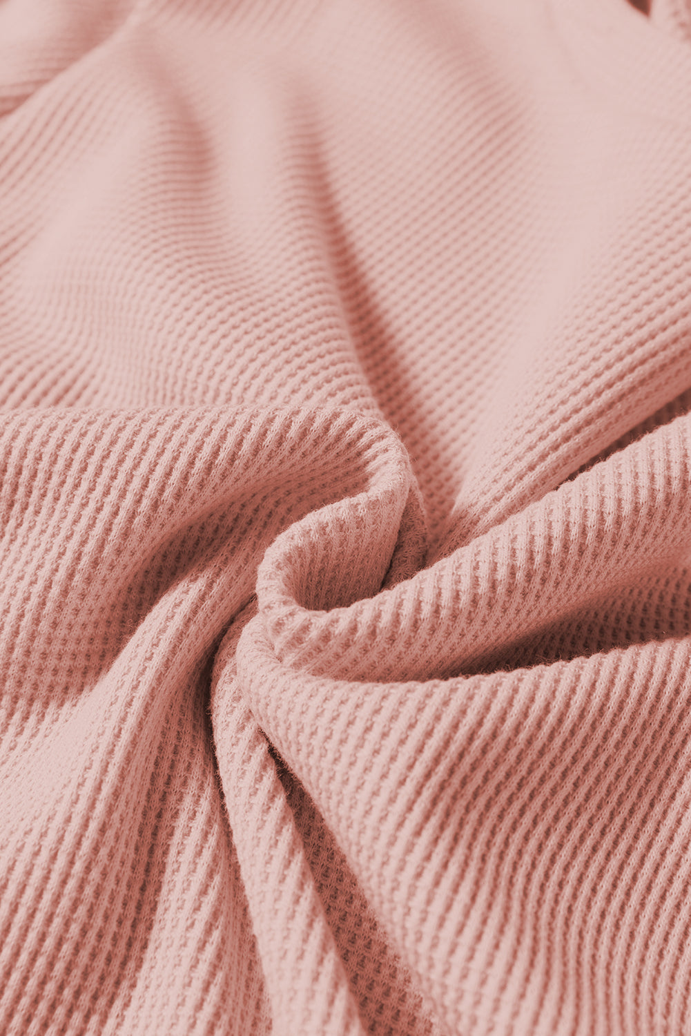 White Rounded Hem Waffle Long Sleeve Top