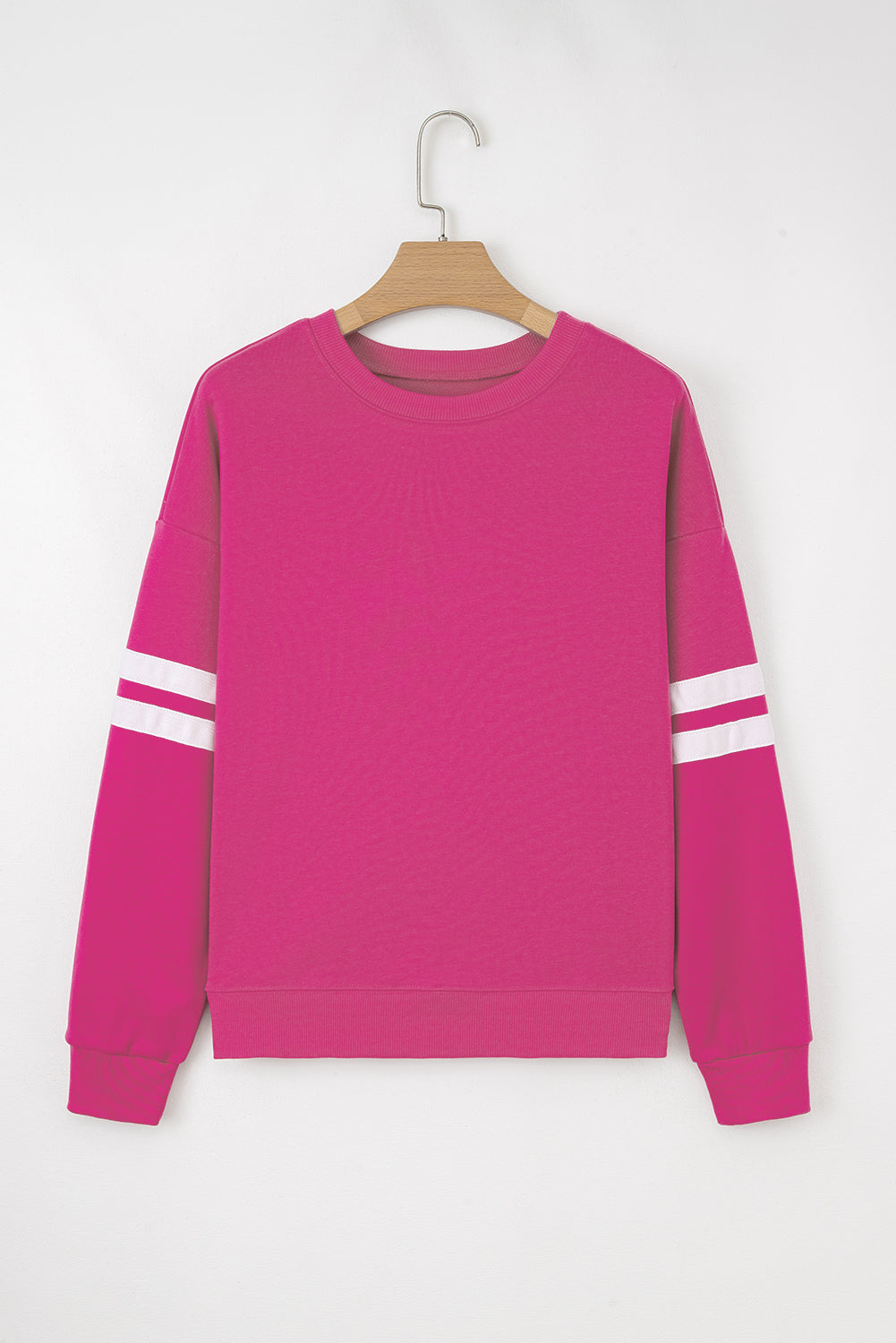 Sky Blue Varsity Striped Detail Drop Shoulder Oversized Sweatshirt