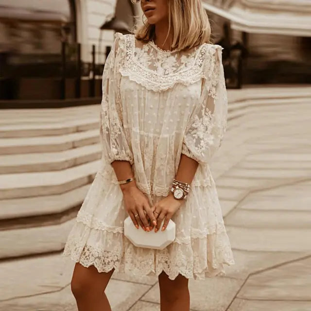 Casual Lace Knee-Length Dress