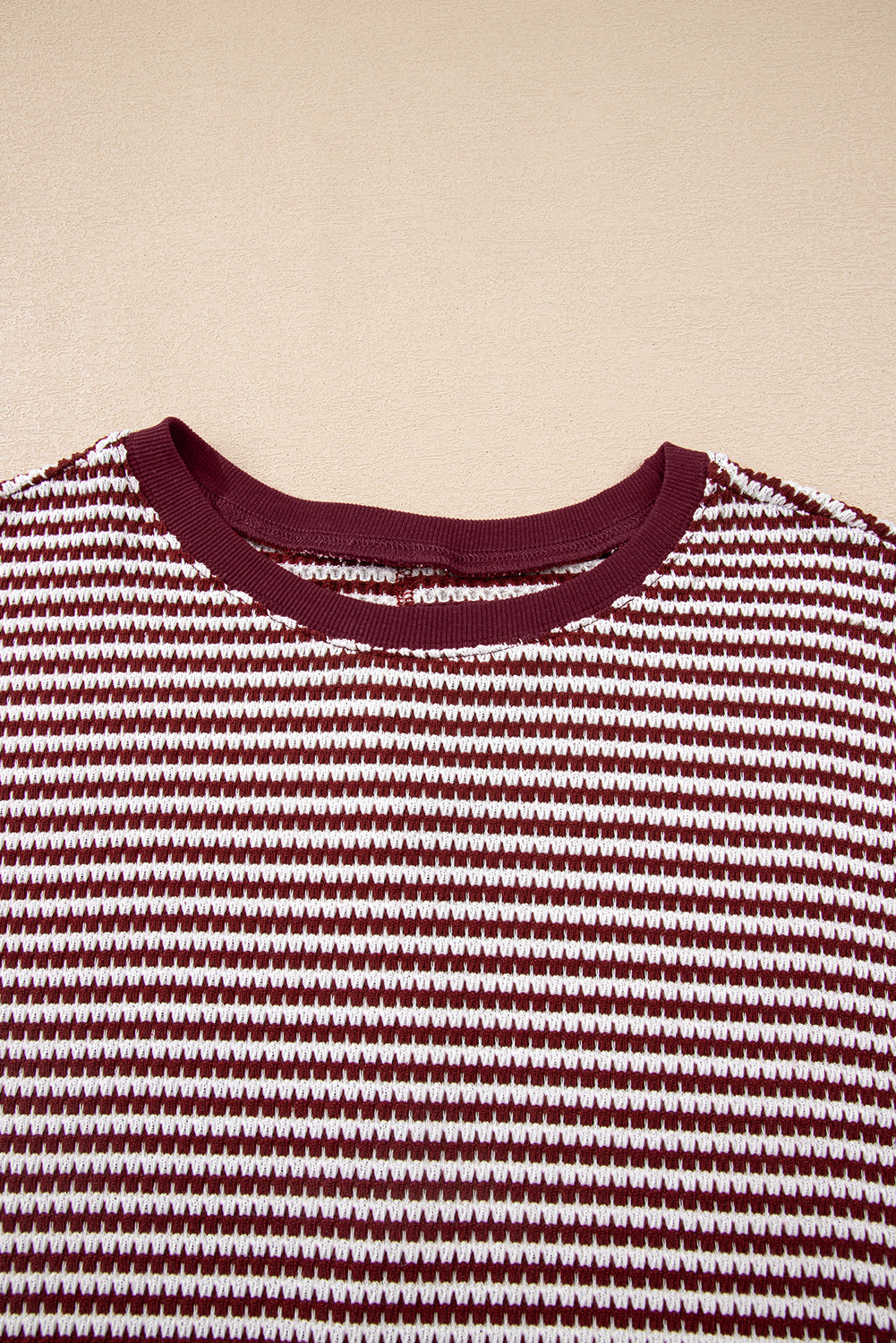 Black Stripe Ribbed Trim Drop Shoulder Long Sleeve Oversize Top