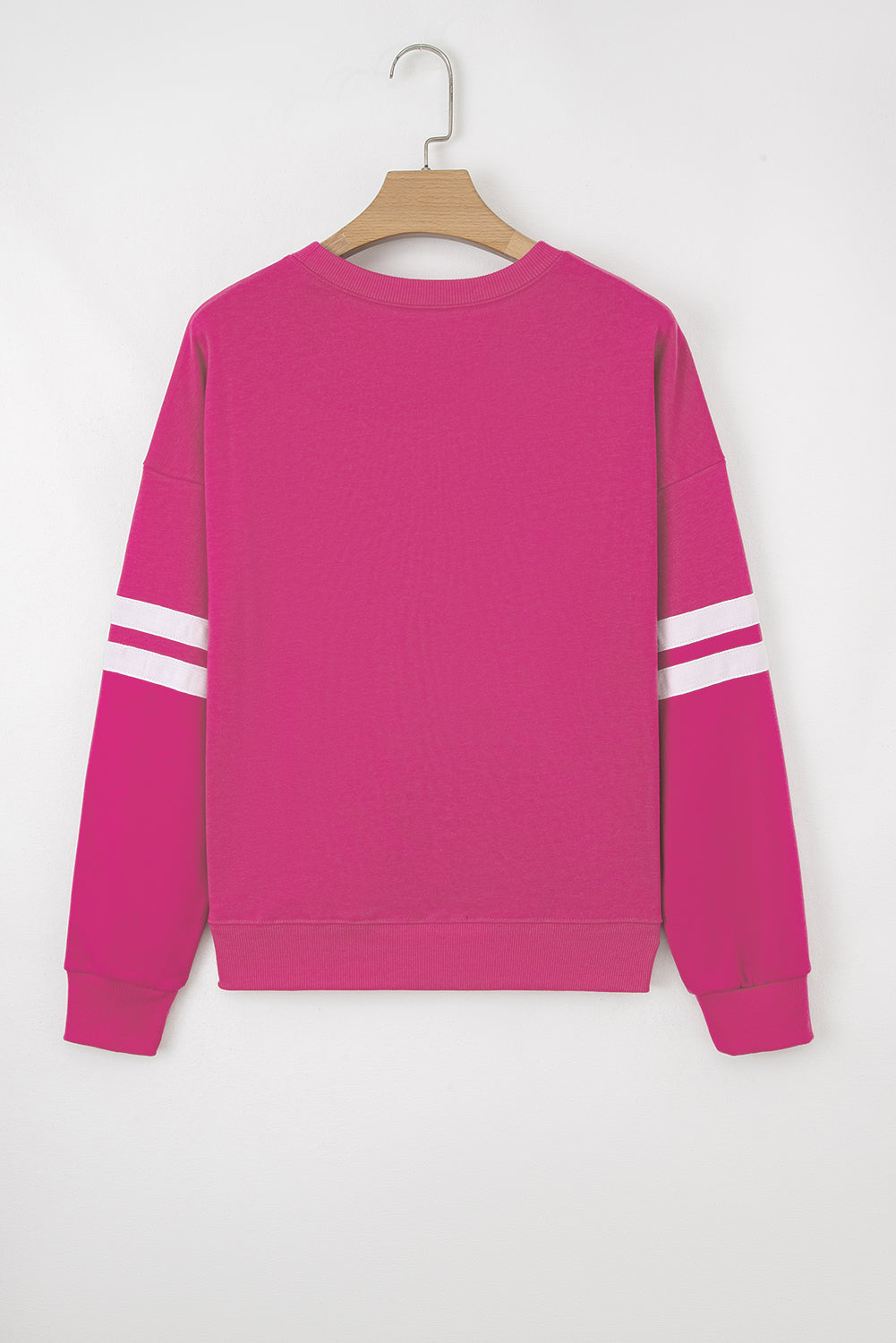 Sky Blue Varsity Striped Detail Drop Shoulder Oversized Sweatshirt