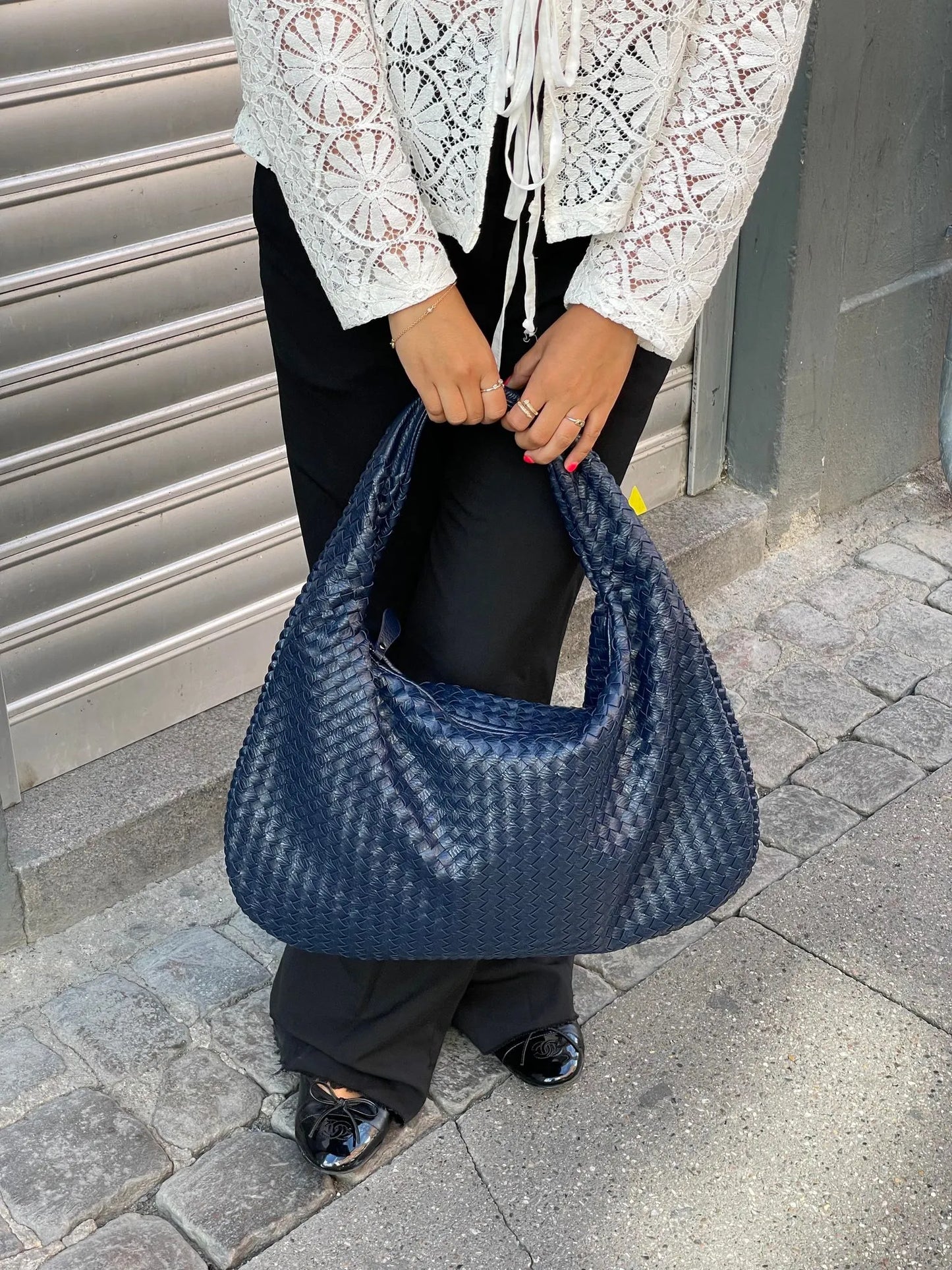 Everyday Leather Bag - Navy