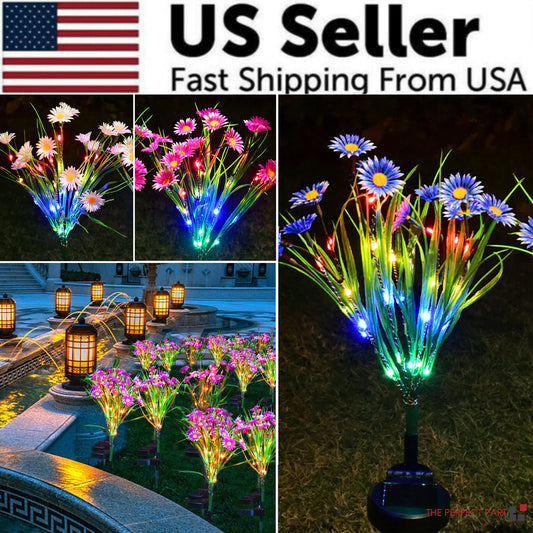 Solar Garden Lights LED Flower Stake Lamp Outdoor Yard Waterproof Patio Decor