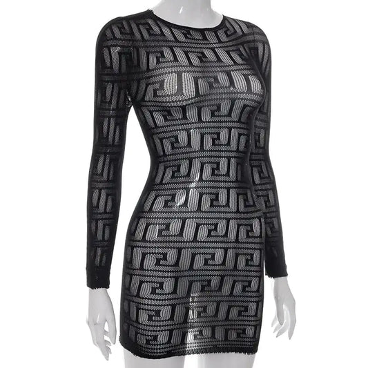 Teyanna Mesh Cutout Bodycon Mini Dress