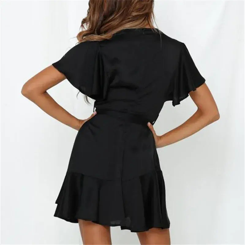 V-Neck Ruffle Women Dress