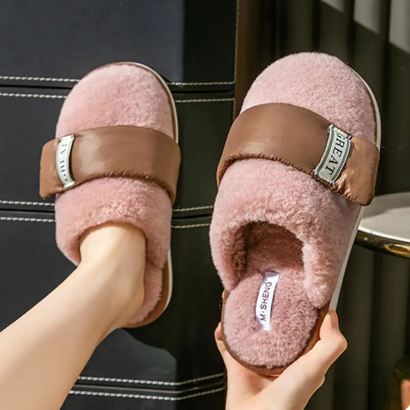 Autumn And Winter Indoor Home Slipper Plus Velvet Warm Couple Bed Cotton Shoes