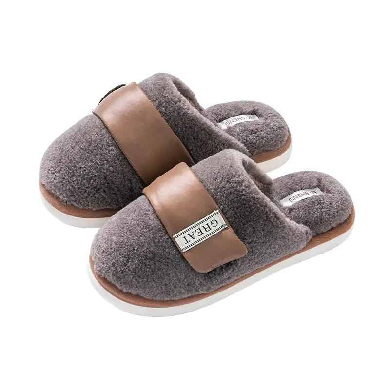 Autumn And Winter Indoor Home Slipper Plus Velvet Warm Couple Bed Cotton Shoes