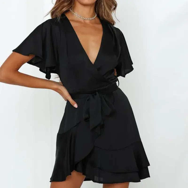 V-Neck Ruffle Women Dress