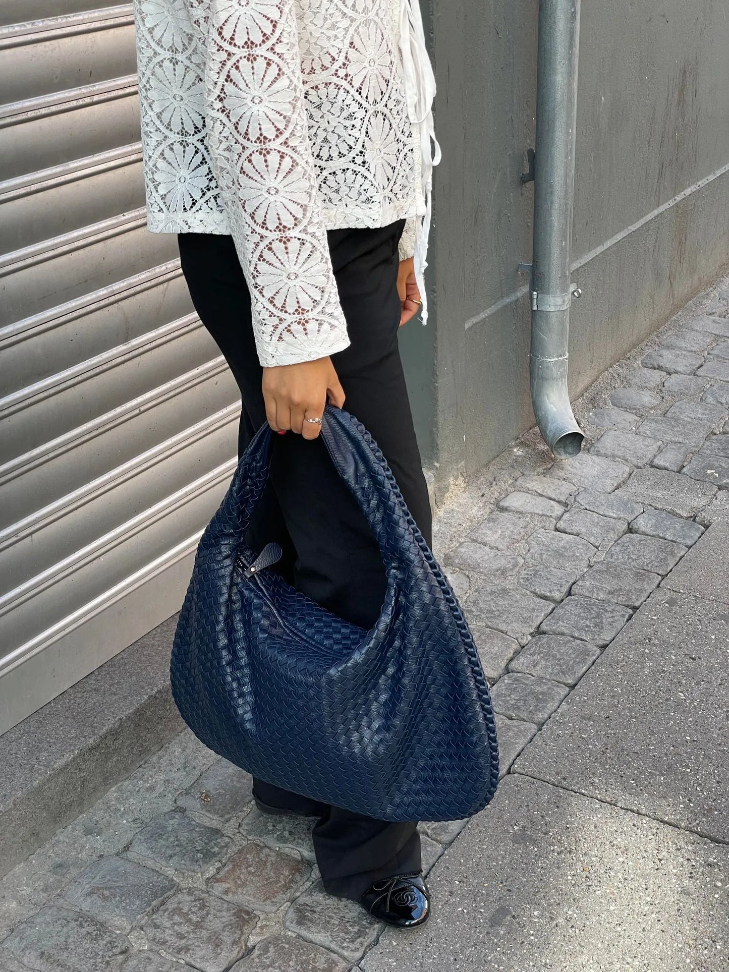 Everyday Leather Bag - Navy